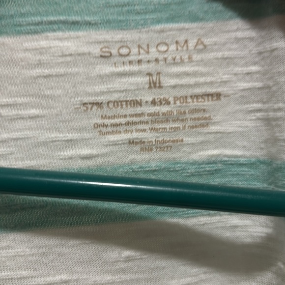 Sonoma Green and White Striped Short Sleeve Tee - Picture 2 of 2